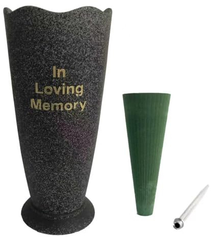 Xyacvilla In Ground Grave Vase Cemetery Vase Grave Decoration Memorial Floral Vases with Spike and Floral Foam (Flowers are not Included)