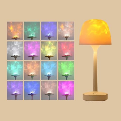 Nzkeuf Water Ripple LED Table Lamp, 3-in-1 Mood Light & Desk Lamp & Night Light, 16-Colour & 3-Color Temperatures Water Ripple Light with Remote Control, Multi-Scenario Projector Light & Room Decor