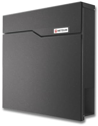Metzler Cassetta postale grigio scuro DB 703 Eisenglimmer con portagiornali e targhetta nome – Cassetta postale murale in acciaio inox verniciato, impermeabile e resistente alle intemperie – Siebert2