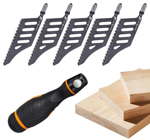 Taglierina Larga per a Traforo - Con Impugnatura In Acciaio Al Carbonio Per Utensile Da Taglio | 5 Pezzi Seghetto in Acciaio ad Alto Carbonio,Per La Lavorazione Dei Metalli Officina Falegnameria Costr