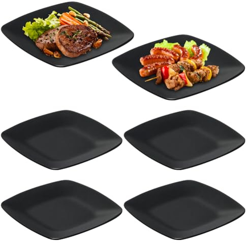 RANJIMA Stora Tallrikar 4-pack, Fyrkantiga Desserttallrikar, Maträttsfat Svart, Campingtallrikar, Picknicktallrikar, Förrättsfat, Snacks, Antipasti, Mezze-fat, För Dessert, Tårtor, Sushi, Sallad