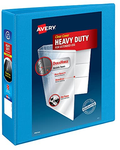 Avery® Heavy-Duty View 3 Ring Binder, 2 Rings, 1 Light Blue Binder