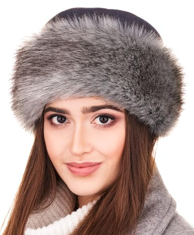 Futrzane Classic Gorro Mongol - Gorros Invierno Mujer Lana - Sombrero de Piel (S, Gris - Plata Classic)