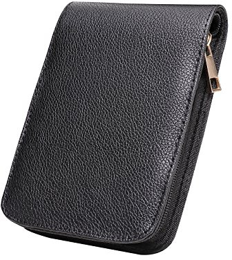Topoomart Fountain Roller Ball Pen Case Holder PU Leather Bag for 12 Pens Color Black