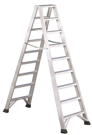 Svelt Svelt Scala Professionale a Doppia Salita in Alluminio – 9 Gradini Antisdrucciolo 8 cm, Rinforzi e Cerniere in Acciaio, Tamponi Maggiorati – Certificata EN131