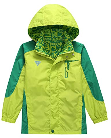 Boy Waterproof Raincoat - UPF 50 Protection Kids Jacket, Breathable Hoodie Jacket Coat, Outdoor Rain Jacket - Wind Resistant 5-14 Years for Travelling