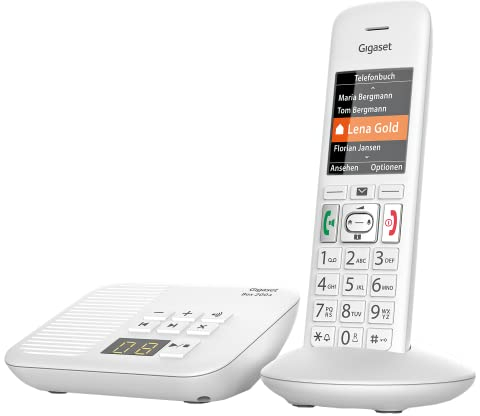 Gigaset E370A - Schnurloses Seniorentelefon mit Anrufbeantworter - großes Farbdisplay - SOS-Notruffunktion mit 4 Rufnummern - Verstärker-Funktion für extra lautes Hören - großes Adressbuch, weiß