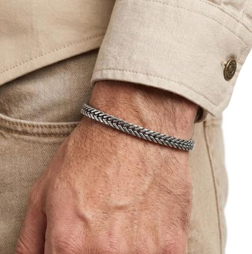 Galis Chain Bracelets For Men - Premium Stainless Steel Mens Bracelet, Silver Plated Non Tarnish Bracelet - This Snake Chain, Stylish Gifts For Him 7.5