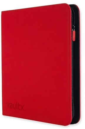 Vault X 12 Pocket Trading Card Zip Binder - 480 cards, Premium Exo-Tec Album Material, 20 Side-Loading Pages, Folder for Collectible Card Games, Sports, TCG (Red)