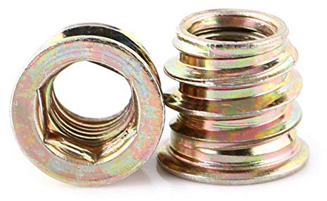20Pcs Zinc Plated Carbon Steel Screw in Nut, Hex Socket Drive Threaded Insert Nuts for Wood Furniture(M8*13mm)