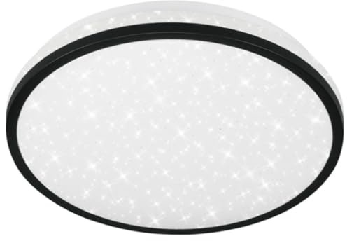 TELEFUNKEN - LED Deckenleuchte mit Sternendekor, Badlampe inkl. Bewegungssensor, Deckenlampe mit Tageslichtsensor, neutralweiße Lichtfarbe, 16 Watt, 1.500 Lumen, Weiß/Schwarz, Ø 28cm, 318305TF