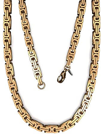 Fly Style Byzantiner Königskette Gold Edelstahl - Halskette Herren 18 Karat vergoldete Kette - 5mm breit, 70cm lang