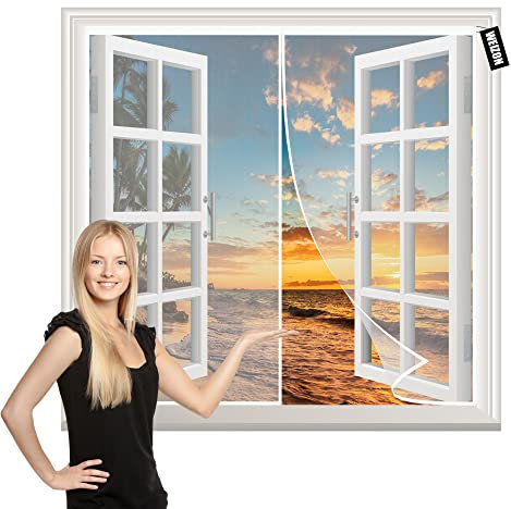 Porte moustiquaire magnétique,Rideaux Toile Insect Ecran 50x60cm Anti Insecte Mouche Moustique Fermeture Automatique Rideau Anti Mouche sans Percer pour balcon patio Pliable Blanc