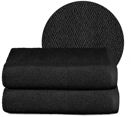 BEAUTEX Handtuch-Set Premium Frottier Sets Made in Europe, 100% Baumwolle 550g/m², Oeko-TEX Zertifiziert (Set: 2 Handtücher - 50x100 cm in Schwarz)