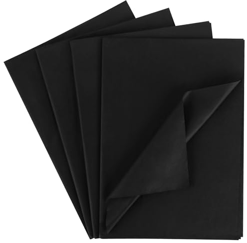 VGOODALL 100 Blatt Schwarz Seidenpapier, Tissue Papier 50cm x 35cm Bastelpapier Geschenkpapier für Geschenkverpackung Geburtstagsfeier Hochzeit Kunsthandwerk Babyparty Basteln