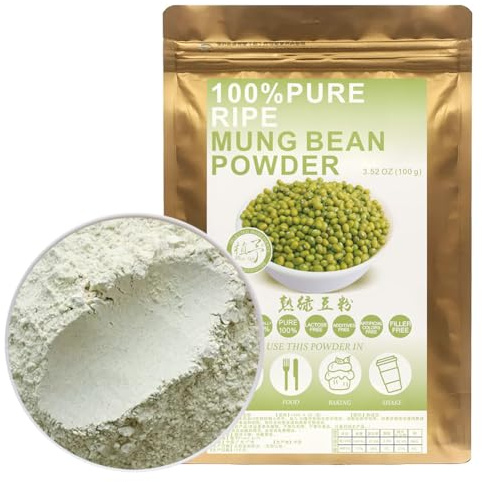 100% Natural Pure Mung Bean Powder 100g/3.52oz 绿豆粉 farina di fagioli di luna - Green Mong Ground per frullati, frullati, cottura e bevande,| Senza conservanti, senza zucchero aggiunto