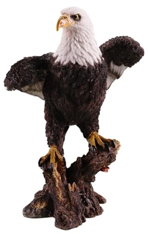 Kremers Schatzkiste Figura decorativa con aquila testa bianca su ast, 33 cm, in poliresina, dipinta a mano, multicolore