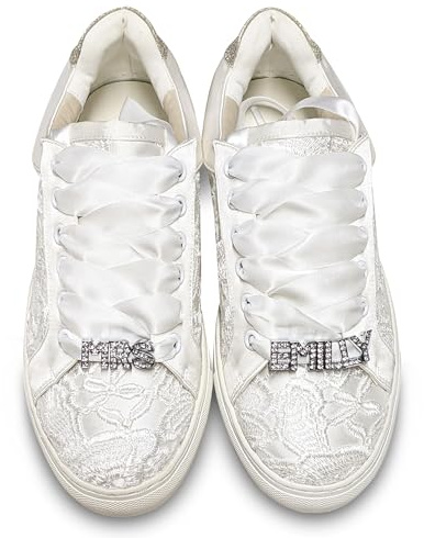 JIAJIA 8833 Wedding Shoes Bridal Sneakers Flats Bride Tennis Shoes Lace Sneakers - Personalized Customization Available