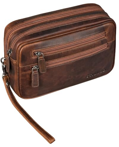 STILORD Nero Sac de Poignet Homme Cuir Vintage Sac à Main pour Tablette 8,4 Pouces Sacoche à idéal comme Portefeuille Porte-Monnaie Couleur:Ambra - Cognac