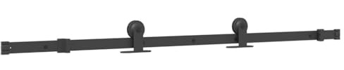 vidaXL Kit de quincaillerie de Porte coulissante 152,5 cm Acier Noir, quincaillerie de Porte coulissante, Galet de Porte coulissante, système de Porte coulissante