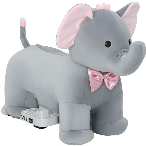AIYAPLAY Elefante Eléctrico con Música Batería 6V para 1,5 a 5 Años Gris