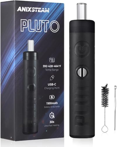 Pluto Dry Herb Vaporizer, Portable Pen-Style Dry Herb Vaporisers with 3 Temperature Settings (200°C / 220°C / 240°C), 1100mAh Battery, Faux Leather Design