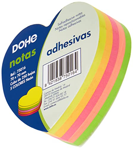 DOHE 75016 250 x Haftnotizen in Form eines Herzens, 70 x 70 mm