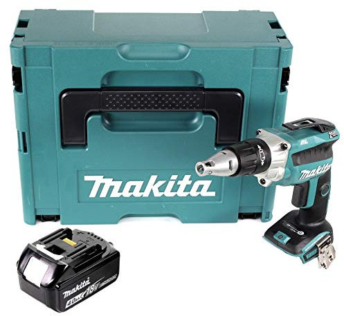Makita DFS 250 M1J - Avvitatore per cartongesso, 18 V, senza spazzole + 1 batteria da 4,0 Ah + Makpac, senza caricatore
