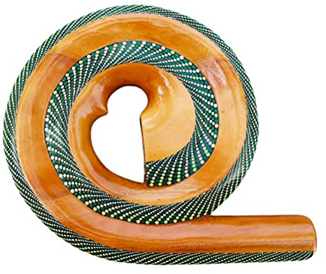 LIDAH Didgeridoo - Spiral Travel Didgeridoo 36 cm, Compatto Anti Russare Strumenti musicali per Viaggi in mogano dipinto a mano, Australian Strumento a soffietto Digeridoo Adulti (Verde)