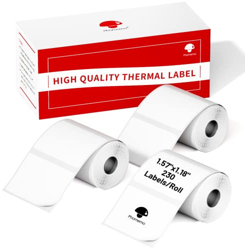 Phomemo Labels- 3 Rolls M110/M100/M220/M221/M150/M250/M108 Thermal Labels 1.57x1.18(40x30mm), M110 Label Multipurpose Square Self-Adhesive Paper, Name Labels for Kids, School, 230 Label/Roll