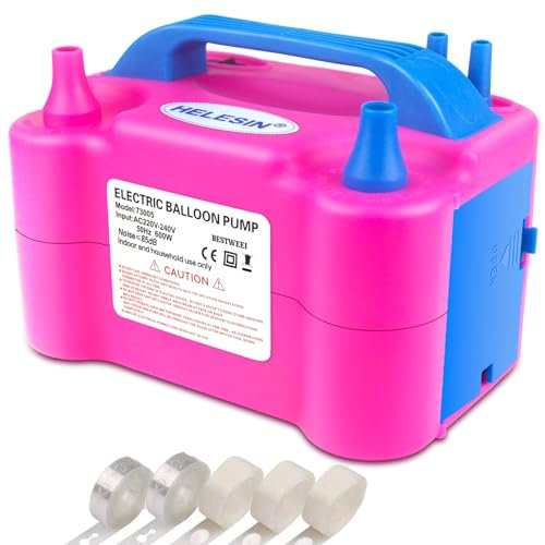 Electric Balloon Pump, 600W Professional Balloon Inflator with 2 Accessories, Balloon Machine with 2 Inflation Modes, Electric Air Pump for Balloons for Birthday, Weddings and Party Decoration