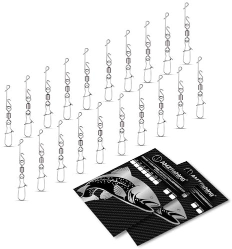 AMZfishing NEU 20x Knotenlosverbinder mit Hochleistungswirbel | Knotenlosverbinder mit Wirbel | Angelzubehör | Angeln Zubehör | Wirbelsortiment | Angeln Wirbel | Angelwirbel (20/6)