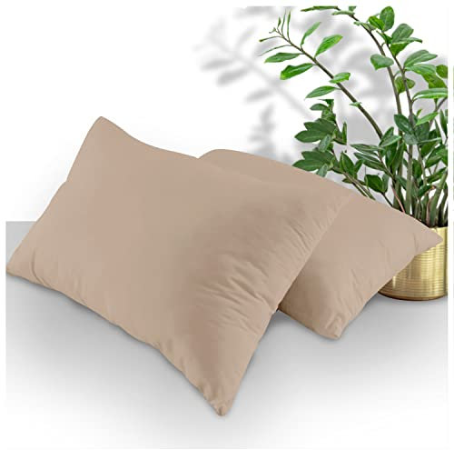 GC GAVENO CAVAILIA Betttuch mit Rautenmuster Pflegeleichtes Polycotton-Spannbetttuch, unifarbene Bettlaken oder Kissenbezüge, 2 Stück, Natur, 2 X Pillow Case