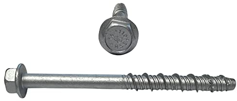 Lot de 10 vis à béton, 12,5 x 200 mm, galvanisées, avec tête hexagonale