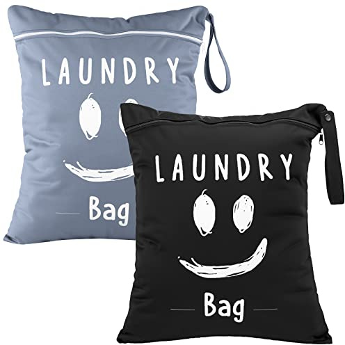 Shappy 2 Pcs Large Travel Laundry Bag Washable Waterproof Wet Dry Large Dirty Clothes Bag Bathing Workout(Cute Style)