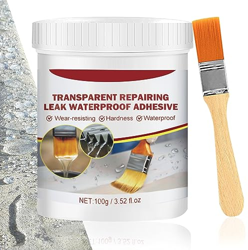 Ulikey 100ML Liquide d Étanchéité Imperméable Transparent, Agent de Revêtement Étanche, Agent de Réparation des Murs, Colle-Mastic pour Salle de Bain, Murs Extérieurs et Toits, avec un Pinceau
