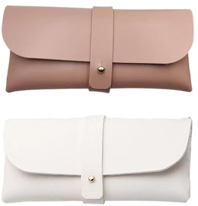 2 Pièces étui lunettes cuir , PU cuir poche Sac Souple de Lunettes de Soleil,pochette de rangement pour lunettes,Stockage étui avec Clip pour femme homme enfant