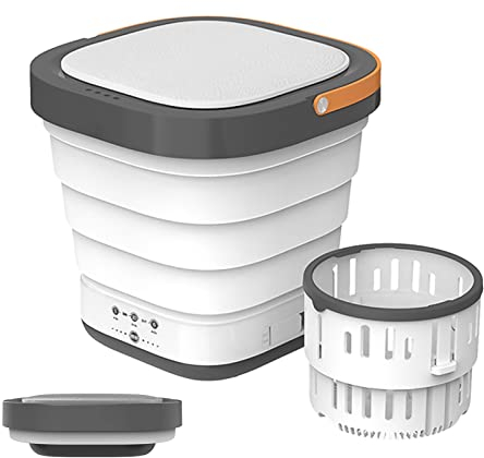 Faltbare Mini Waschmaschine, Tragbare Waschmaschine，mit Wäscheschleuder und Ablaufkorb, zum Waschen von Reisekleidung, Unterwäsche und Babykleidung 9L