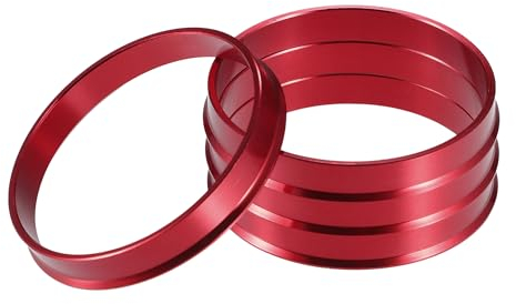A ABSOPRO Radnaben-Zentrierringe OD 64,1 mm auf ID 60,1 mm Radnaben-Zentrierringe Radsitz-Zentrierungsabstandshalter aus Aluminiumlegierung Rot (Set aus 4 Stück)