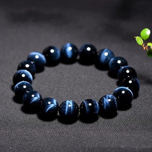HIFFEY Braccialetti Moda Blu Reale for Donna Braccialetti con Perline Bracciale in Pietra da Uomo (Size : 19cm, Color : 12mm RoyalBlue)
