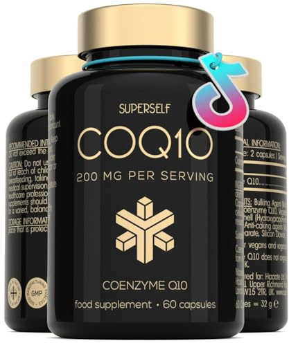 CoQ10 Supplement - Coenzyme Q10 High Strength 200mg - 60 Capsules - Vegan Naturally Fermented Ubiquinone - Co Enzyme CQ10 High Absorption - UK Made