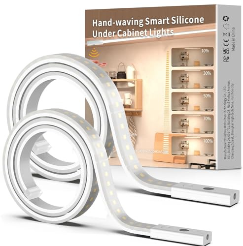 SIBI LIGHTING LED Unterbauleuchte, 2 Stück 1m Dimmbar Led Lichtleiste Küche Selbstklebend, Flexibel Silikon LED Streifen inkl. 24V Netzteil für Küche, Büro, Schlafzimmer