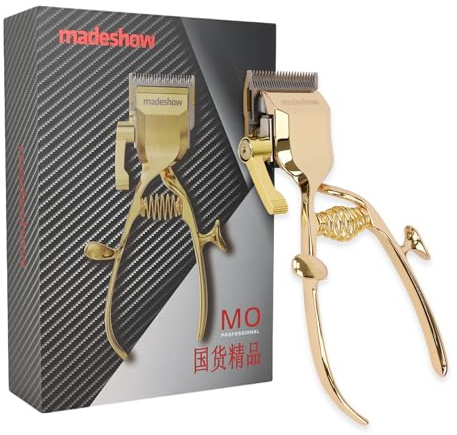 Eson Manual Hair Clipper, Old Fashion Hand Push Haircut,Hand Hair Cutter, Stainless Steel Manual Haircut Tool, Non-Electric, Grooming Accessories, Barber, Salon, Hairdressing Clipper Tools (Gold)