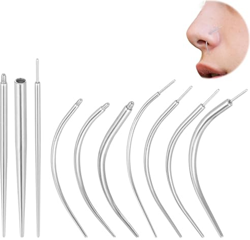 10 st piercingverktyg, 14 G/16 G/18 G, piercing, avsmalnande rostfritt stål, piercingar, insättningsverktygssats för trådlös tragus, helix, läpp, näsa, helix, broskörhängen, labret, nitar nitar och
