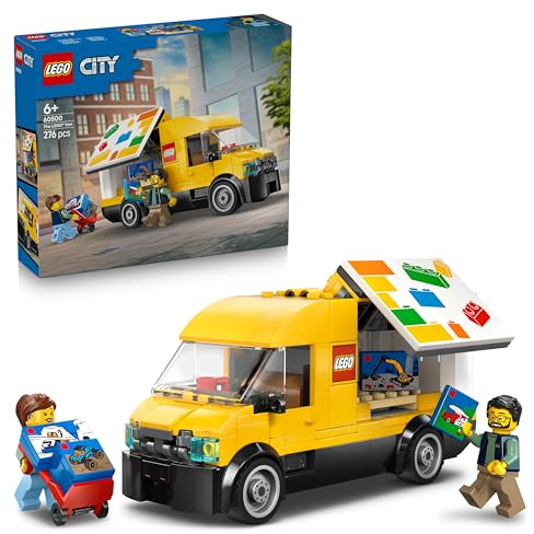 LEGO City The Van Toy - Delivery Truck Model Building Kit w/ 2 Minifigures, Trolley & Accessories - Birthday Gift Idea for 6+ Year Old Boys - 60500