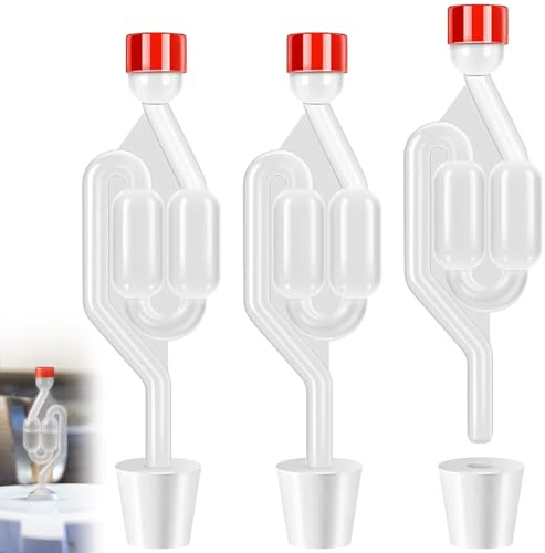 3Pcs Demijohn Airlock and Bung Set, Cider Making Fermentation Tube Kit, Clear Plastic Bubbler Air Lock, Airlocks for Home Brew, Essential Equipment for Brewing Beer, Wine, Sauerkraut,Fermenting Kimchi