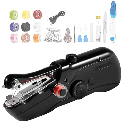 Handheld Sewing Machine, Mini Sewing Machine with Sewing Accessories, Three Modes, Portable Sewing Machines for Beginners, Quick Clothes Repair for Home,Travel and DIY, Various Fabrics, Black