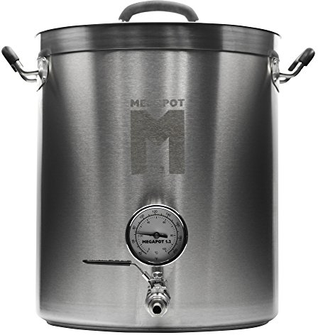 Northern Brewer - MegaPot Edelstahl-Braukessel mit Volumenmarkierungen (8 Gallonen mit Ventil und Thermometer)