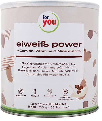 Polvere di proteine Power secondo Dr. Strunz 750g – proteine multicomponenti ben solubili: siero di latte, soia, latte, proteine uovo di gallina + vitamine L-carnitina minerali (dose singola, caffè