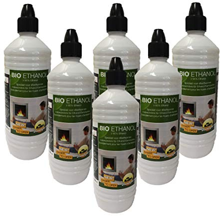 Lot de 6 bouteilles de 1 litre de gel bioéthanol.